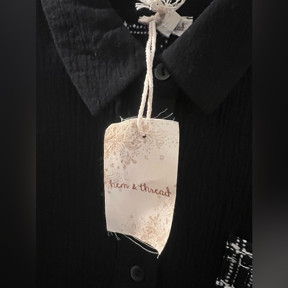 NWT Hem & Thread Patchwork Button Down Shirt - image 3